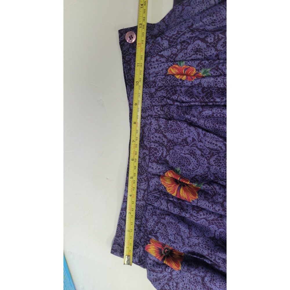 VTG Susan Bristol WOMEN'S skirt purple floral fit&flare pleated rayon‎  SIZE 6 - Picture 9 of 9